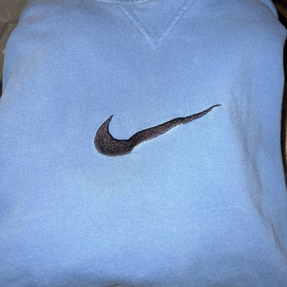 RARE COLOR VINTAGE NIKE CENTER SWOOSH MINI CAROLINA BLUE HOODIE KIDS LARGE - Picture 6 of 6